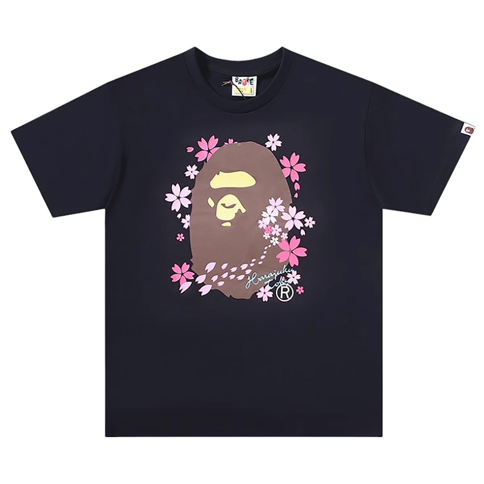 SAKURA APE HEAD T-SHIRT BLACK PINK | A BATHING APE