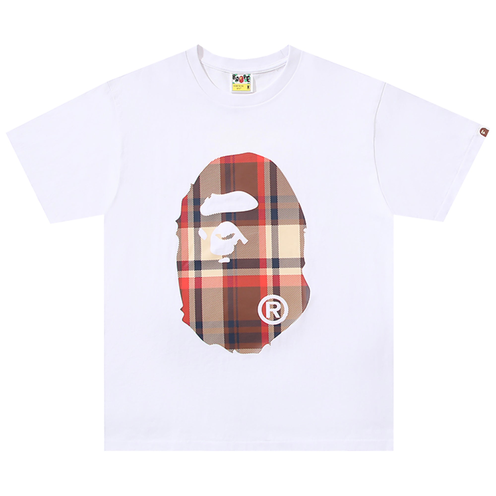CHECK BIG APE HEAD T-SHIRT WHITE MULTI RED | A BATHING APE