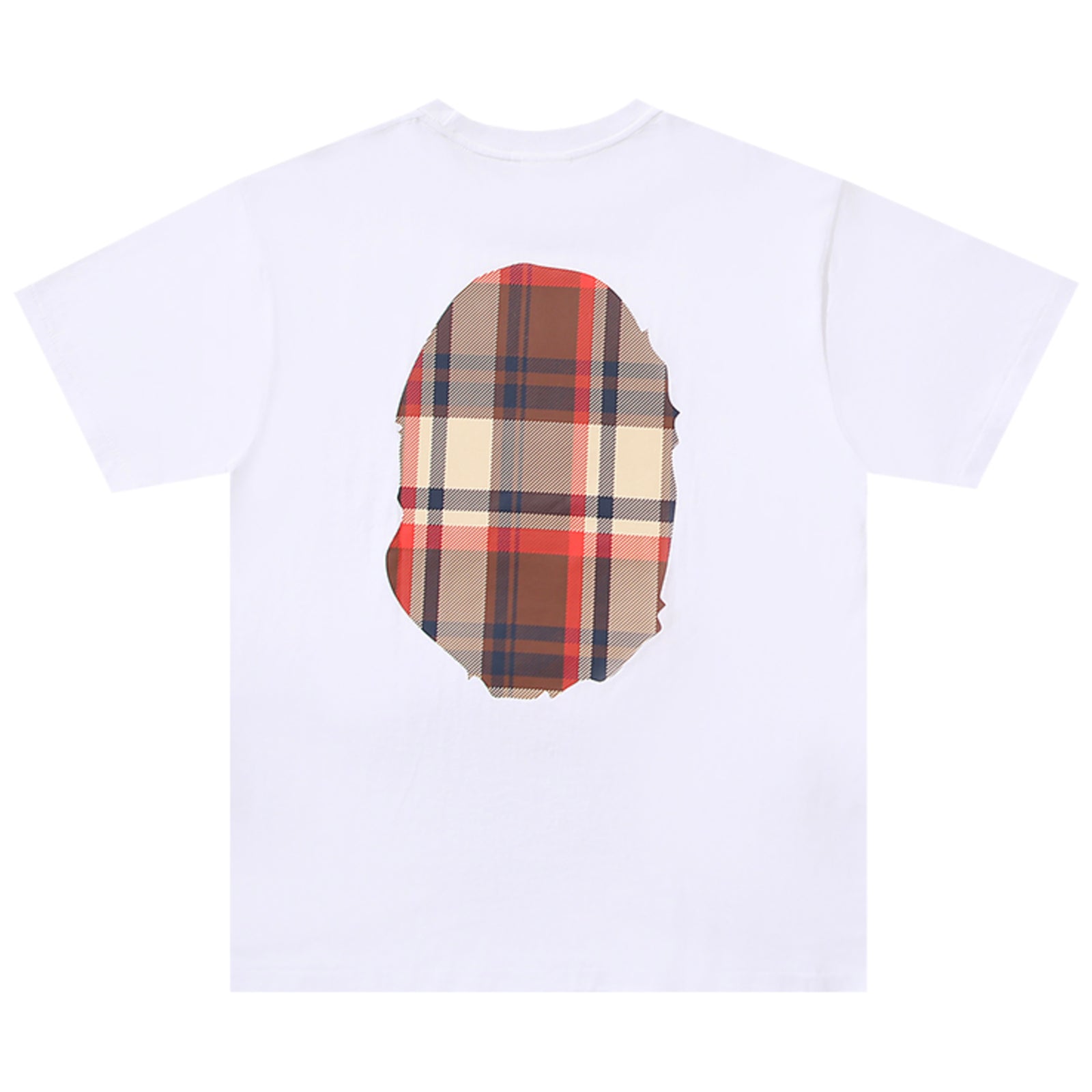 CHECK BIG APE HEAD T-SHIRT WHITE MULTI RED | A BATHING APE