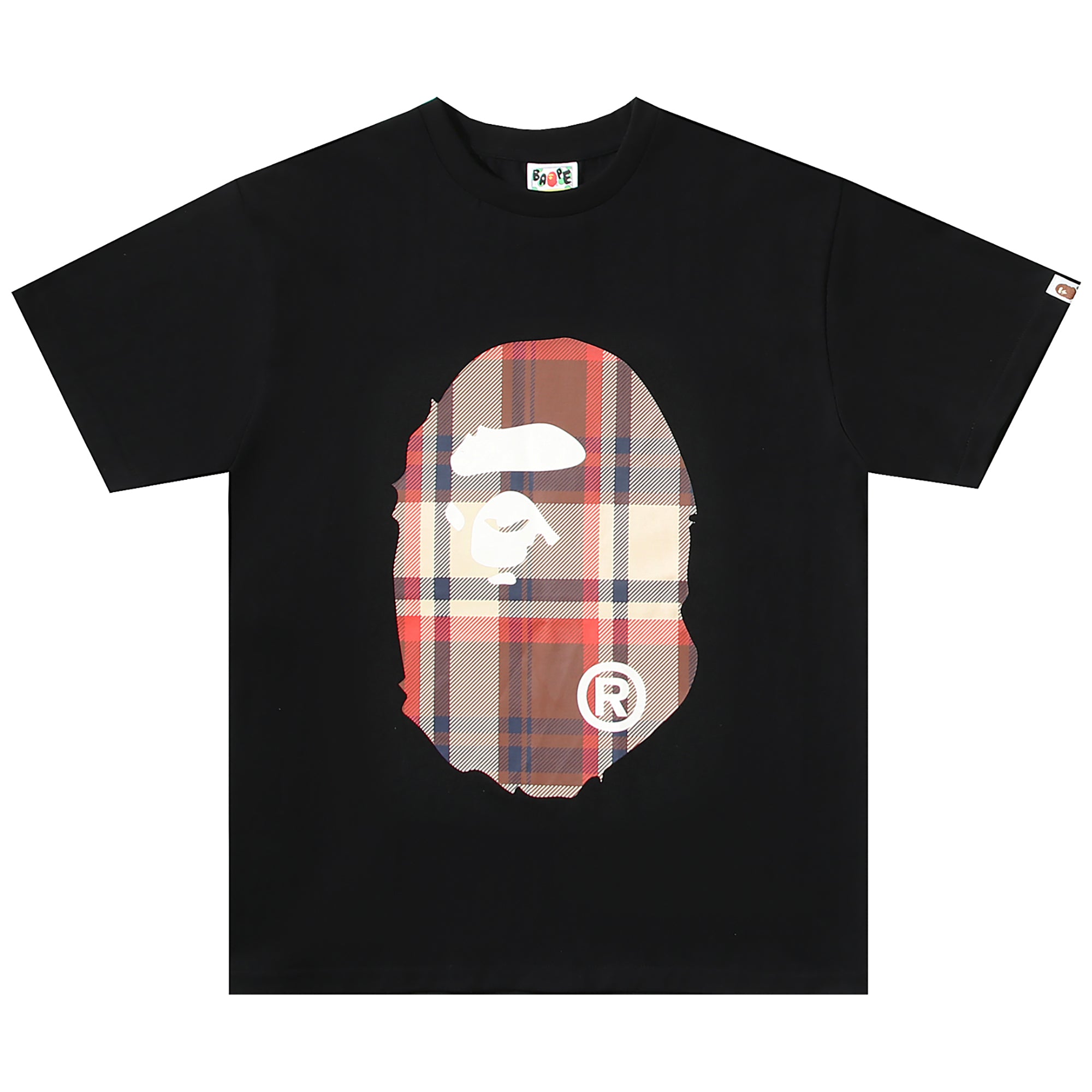 CHECK BIG APE HEAD T-SHIRT BLACK MULTI RED | A BATHING APE