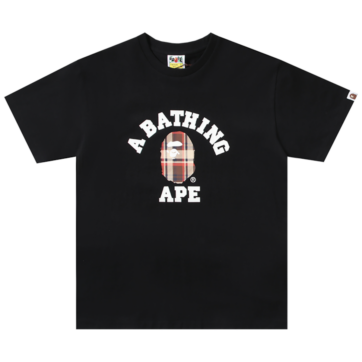 CHECK COLLEGE T-SHIRT BLACK MULTI RED | A BATHING APE