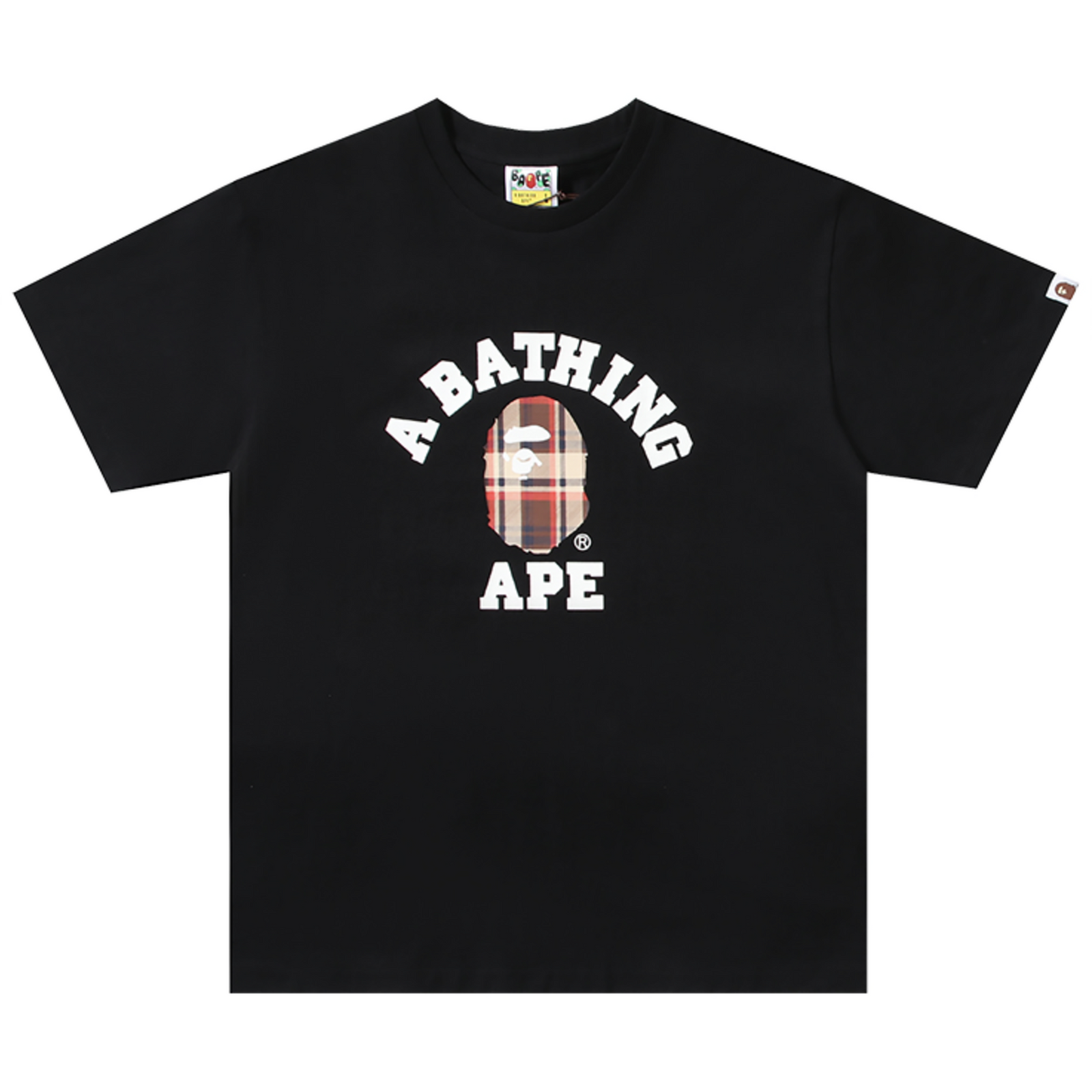 CHECK COLLEGE T-SHIRT BLACK MULTI RED | A BATHING APE