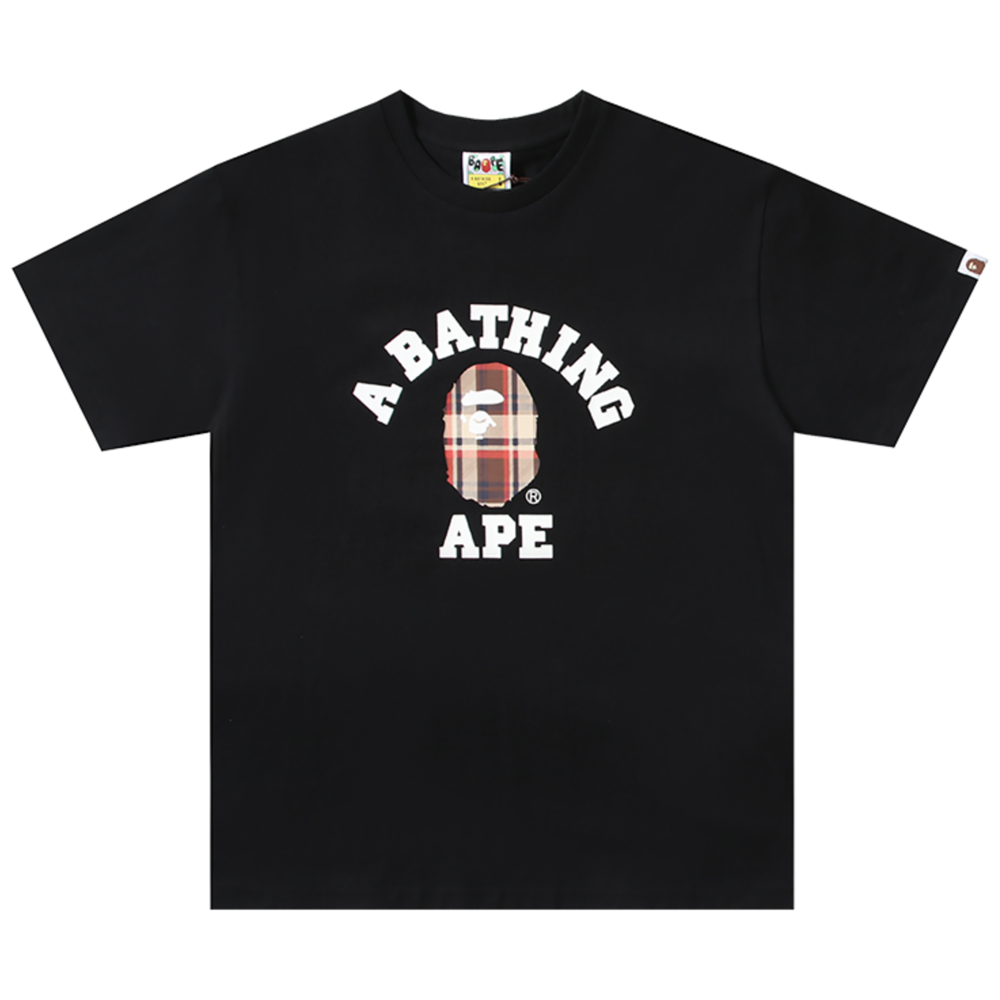 CHECK COLLEGE T-SHIRT BLACK MULTI RED | A BATHING APE