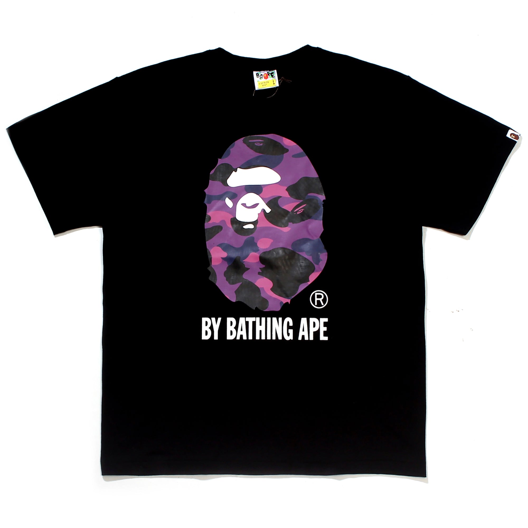 COLOR CAMO APE HEAD T-SHIRT BLACK PURPLE | A BATHING APE