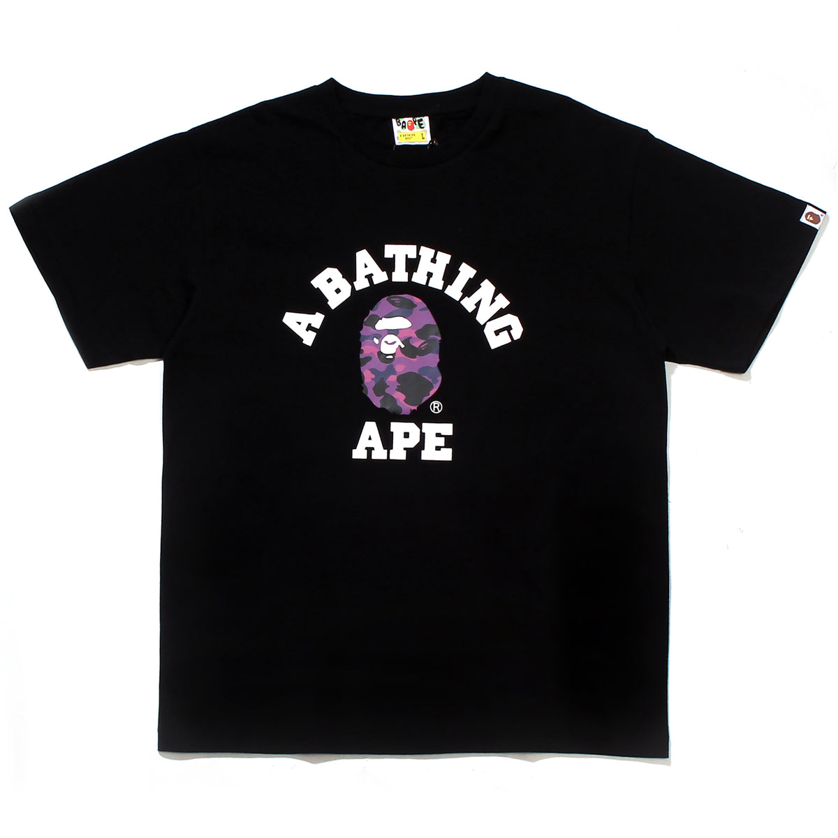 COLOR CAMO COLLEGE T-SHIRT BLACK PURPLE | A BATHING APE