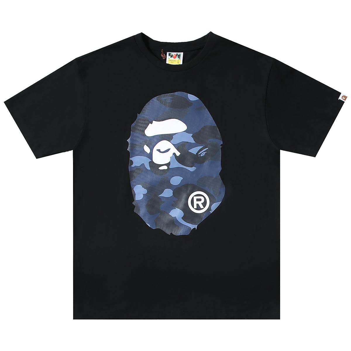 COLOR CAMO BIG APE HEAD T-SHIRT BLACK NAVY | A BATHING APE