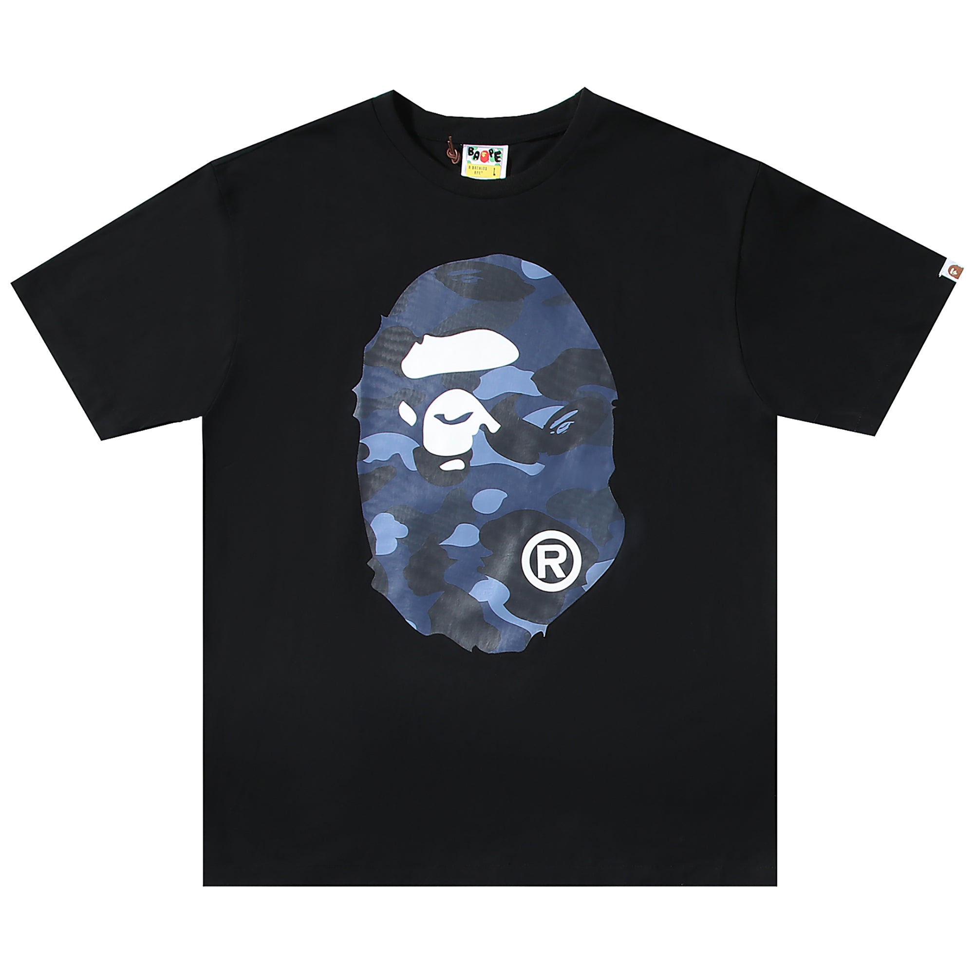 COLOR CAMO BIG APE HEAD T-SHIRT BLACK NAVY | A BATHING APE