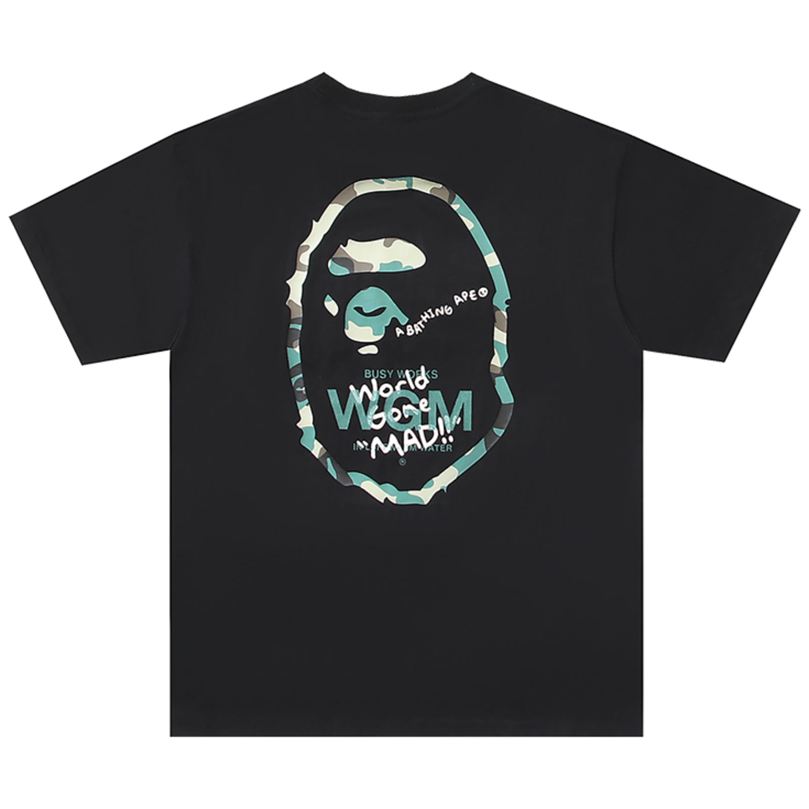 WOODLAND CAMO BIG APE HEAD T-SHIRT BLACK | A BATHING APE
