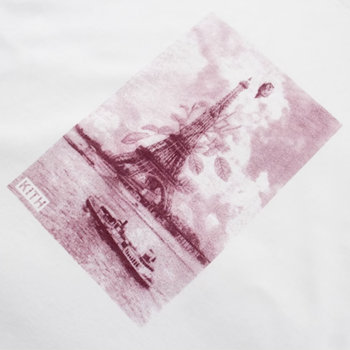 FLORAL MAROON EIFFEL T-SHIRT WHITE