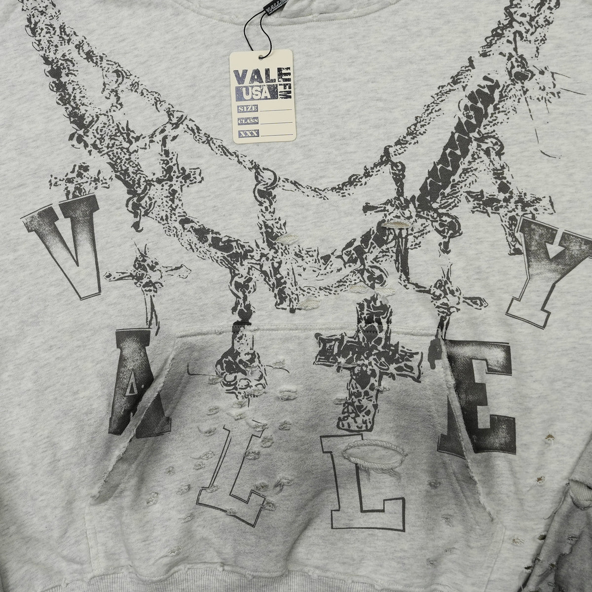 BIG CHAIN HOODIE SWEATSHIRT DIRTY HEATHER