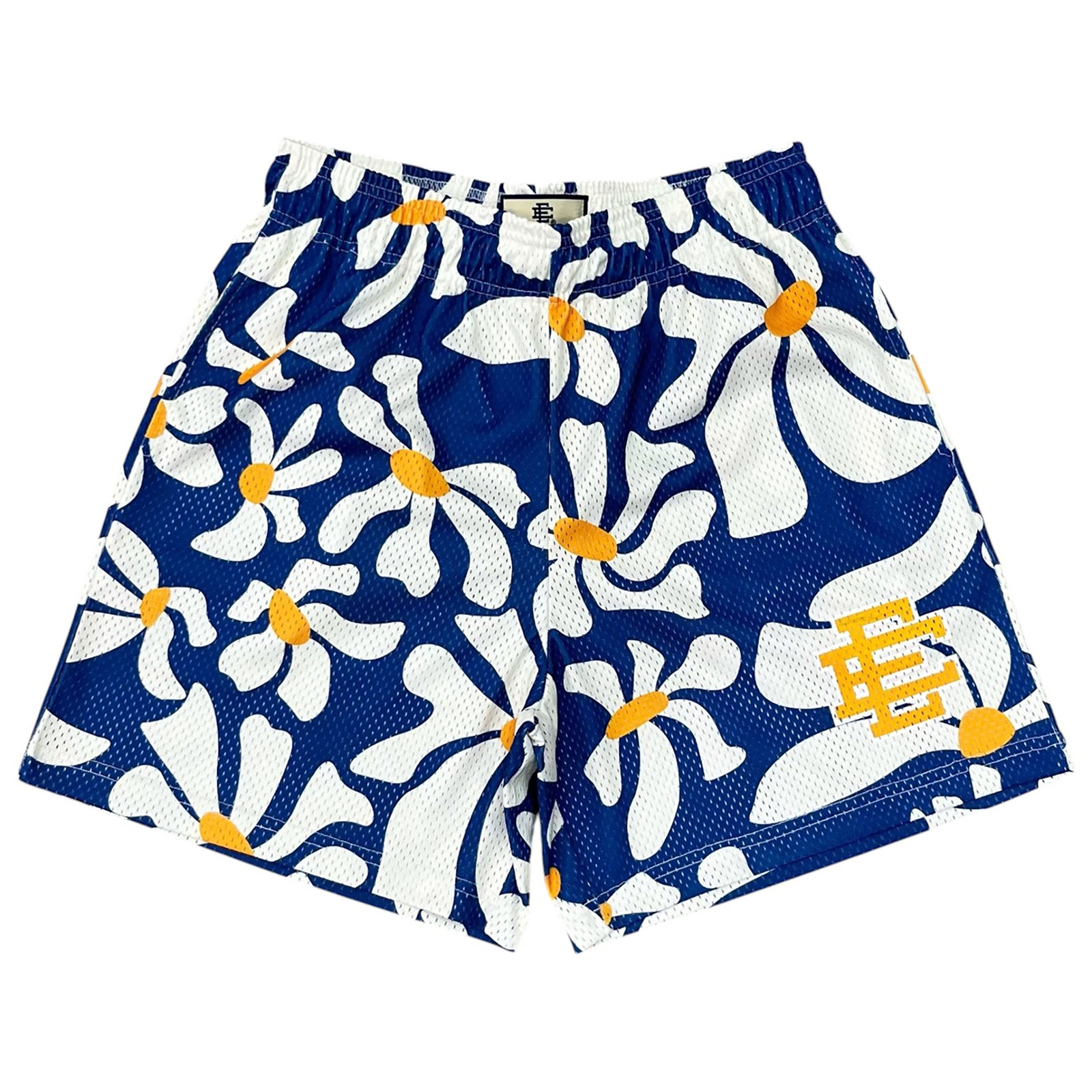 EE BASIC SHORTS BLUE DAISIES YELLOW